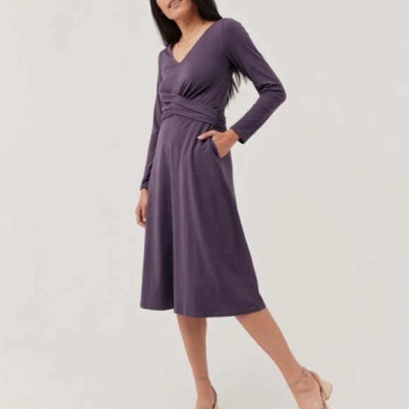 Pact Dresses & Skirts - Pact Revive Wrap Front Midi Dress in Currant